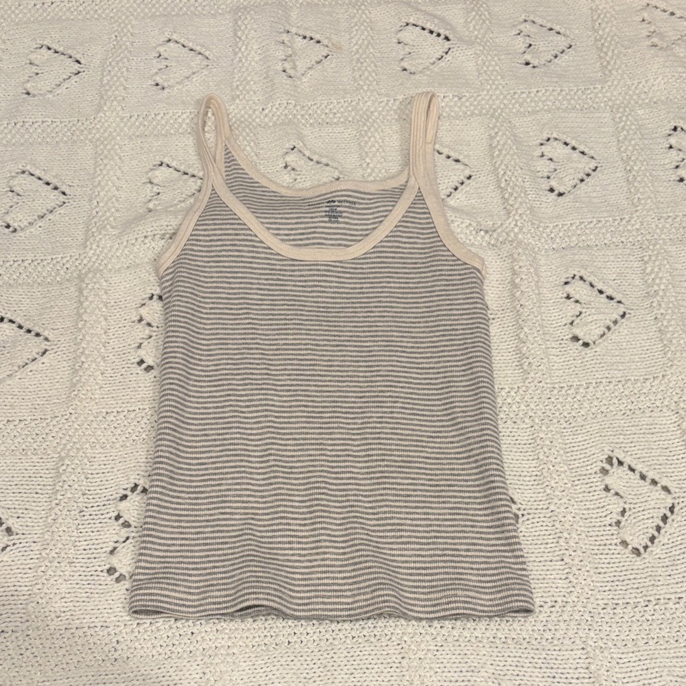 Brandy Melville Cream and Gray Striped Camisole